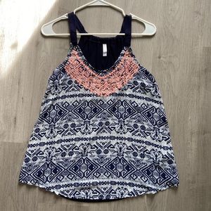 White & Blue Sleeveless Top